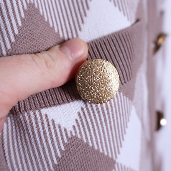 MABLE Ada Jacquard Bodycon Mini Dress Taupe Sleeveless Button Dress Women's M - Picture 7 of 15